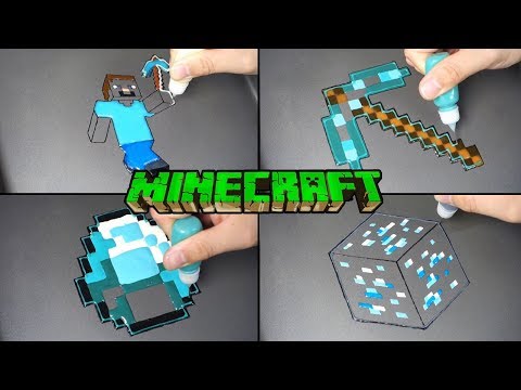 Minecraft Real life Pancake Art  - Steve, dia ore, gem, pickaxe