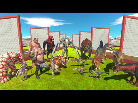 Racing To Knock Down The Wall Cannivore Dinosaurs VS Infernals - Animal Revolt Battle Simulator