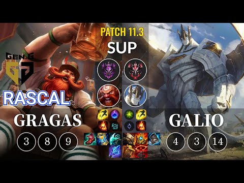 GEN Rascal Gragas vs Galio Sup - KR Patch 11.3