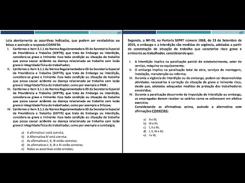 Ponto da Prova - Questões Sobre NR-3 -  Gabarito e Comentário Prof. Jorge Teixeira
