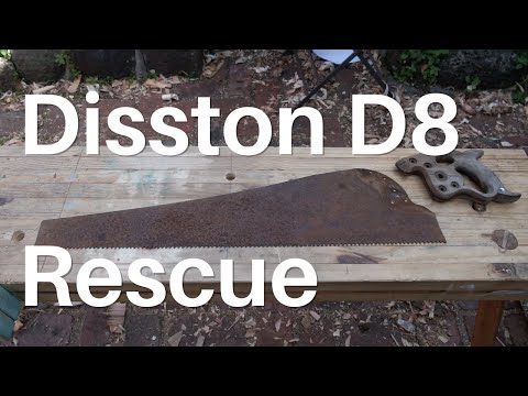 Disston D8 Restoration: Rust removal, etch preservation, re-shaping teeth | Veritas saw file holder.