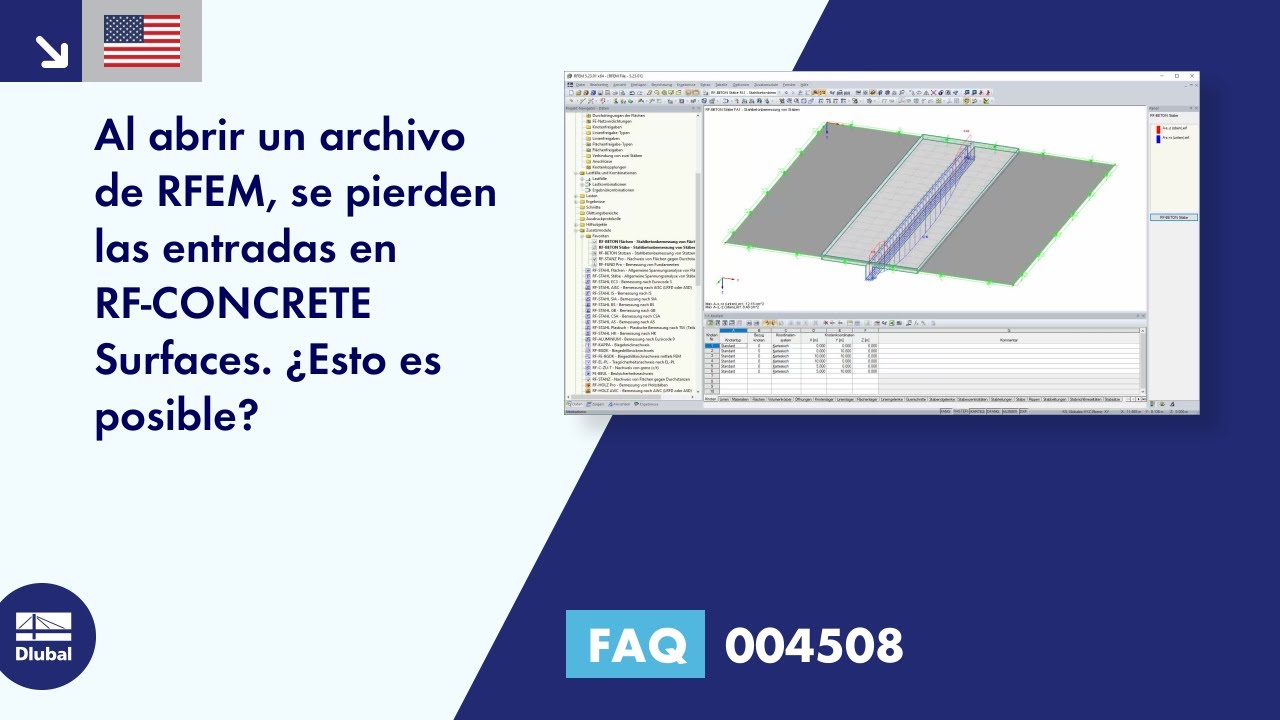 FAQ 004508 | Al abrir un archivo de RFEM, se pierden las entradas en RF-CONCRETE Surfaces. Es ...