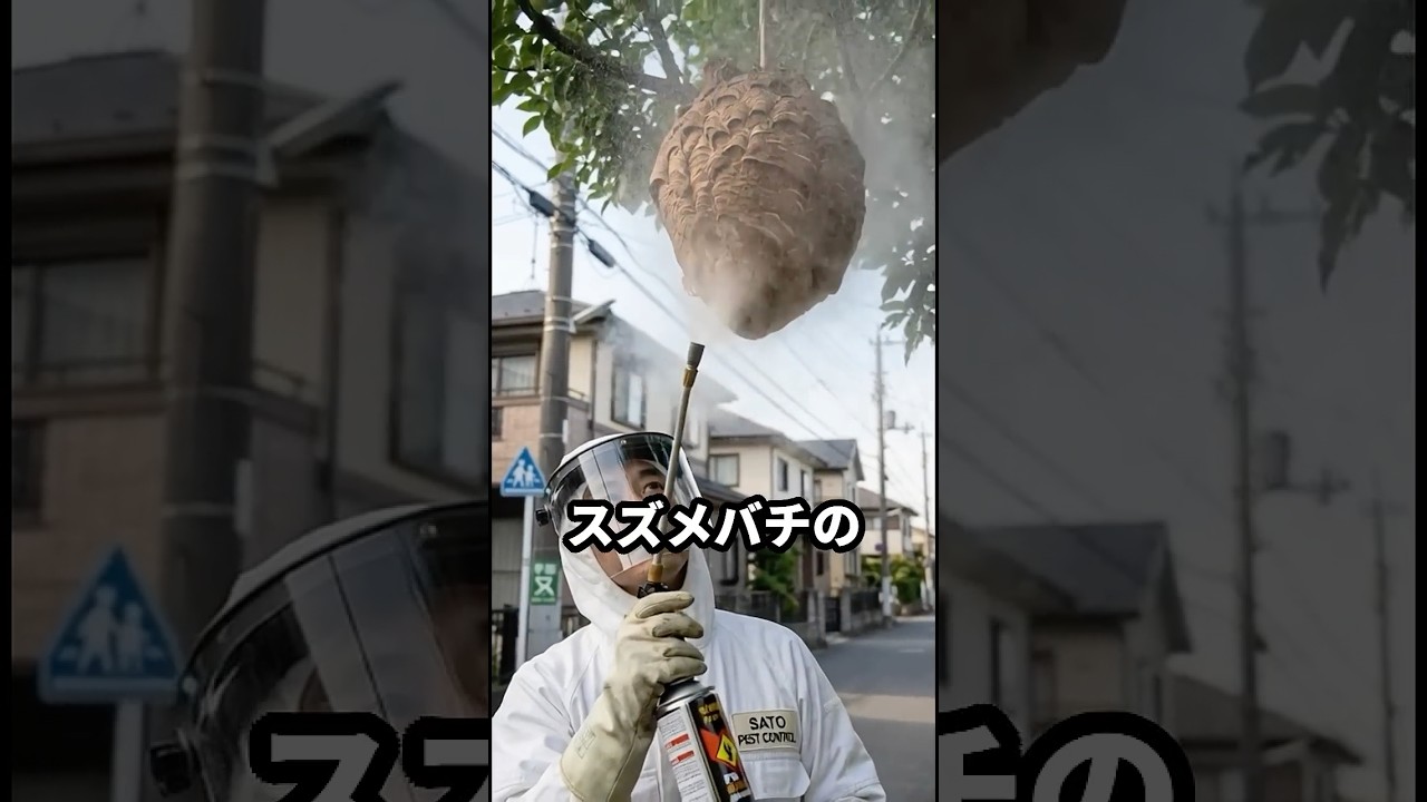 巨大スズメバチの巣の駆除　#スカッと