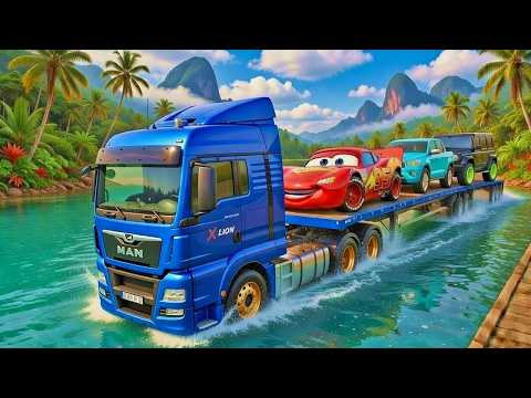 McQueen Flatbed Truck Pothole vs Cars #092 BeamNG Drive