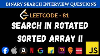 YouTube video 'Search in a Rotated Sorted Array II - Leetcode 81 | Binary Search'