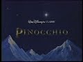 Pinocchio Walt Disney Classic Home Video Trailer VHS