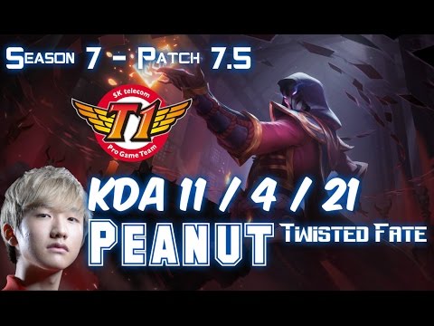 SKT T1 Peanut TWISTED FATE vs VLADIMIR Mid - Patch 7.5 KR Ranked
