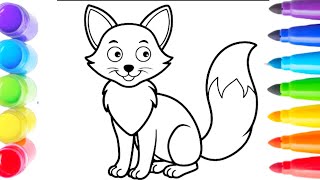 How to Draw Cartoon Fox for Beginners | Drawing and Coloring a Cute Fox
