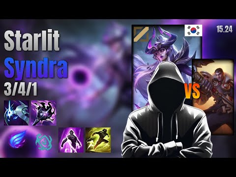Starlit Mid Syndra vs Jayce lol KR solo rank Full Game 15.24 | Starlit 신드라 vs 제이스