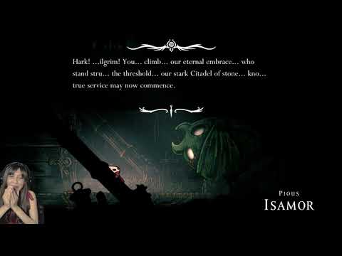 Silksong : Myega scary pilgrim statue of Pious Isamor