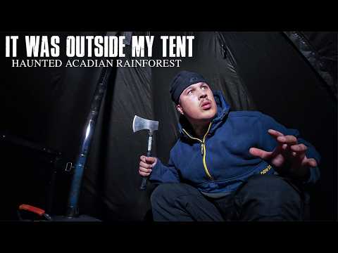 (IT WAITED OUTSIDE MY TENT TO AMBUSH ME) My WORST ENCOUNTER HOT TENT CAMPING IN HAUNTED FOREST