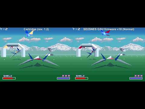 Star Fox comparison - original cartridge (rev. 1.2) vs. redguy's v10 beta firmware (Normal)