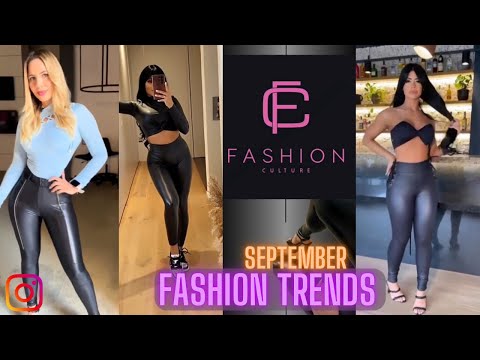 Social Media Fashion Trends September 2023 | Leather Leggings Outfit Haul Shiny World