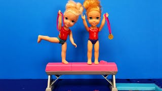 Gymnastics ! Elsa &amp; Anna toddlers - competition - Barbie