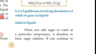 Equilibrium involving dissolution of solids and gases in liquids