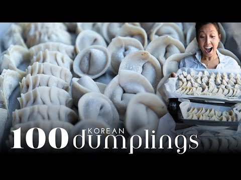 100 Korean Kimchi Dumplings - Family Recipe! #koreanfood #vegan
