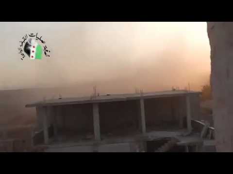 استهداف بقذائف مدفع جهنم من قبل حركة الفدائيين الثورية ضمن تجمع القبضة الواحدة على حاجز الشير في ريف حماة