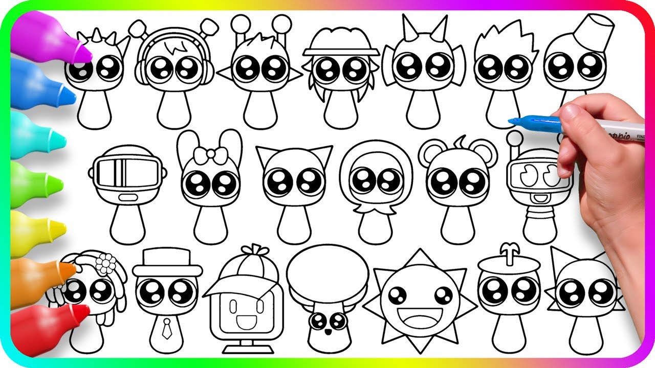 Incredibox SPRUNKI Coloring Pages - Cute Version / Satisfying Coloring SPRUNKI characters