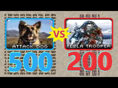 Attack Dogs vs Tesla Troopers - Same Cost - Red Alert 2