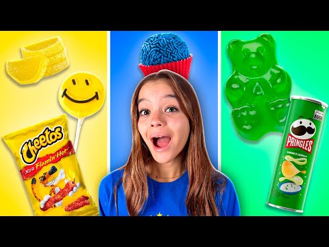 24 Horas comendo Apenas Comida Verde, Amarela e Azul! 🇧🇷