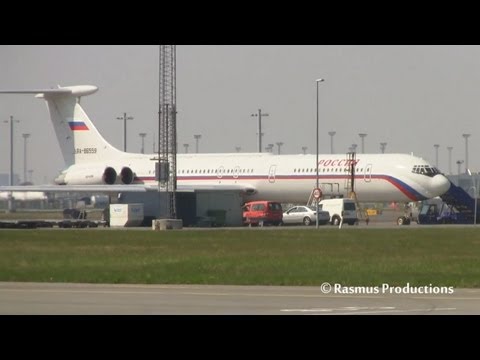 Ilyushin IL62, IL76, IL96 - President Putin landing at Copenhagen Airport!