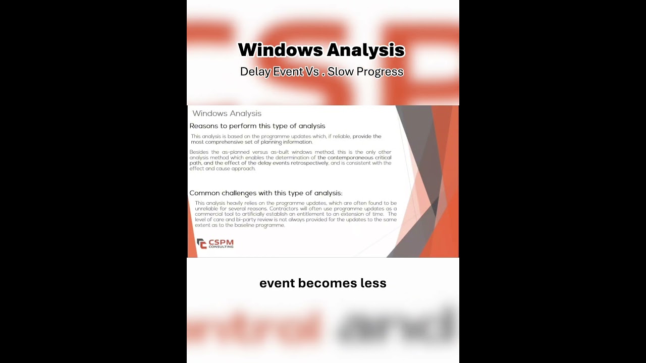 Why Slow Progress Delays Projects More Than Events | Windows Analysis #delayanalysis #construction