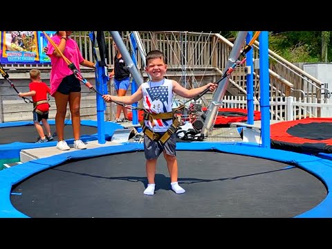 Kids Jumping Trampoline Challenge Family Fun Playtime with Caleb! TRAMPOLINE PARK FOR KIDS!