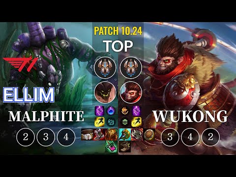 T1 Ellim Malphite vs Wukong Top - KR Patch 10.24