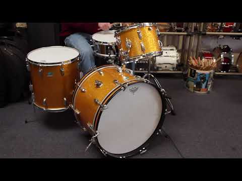 Circa 1971 Ludwig Gold Sparkle Drum Set 22, 13, 16