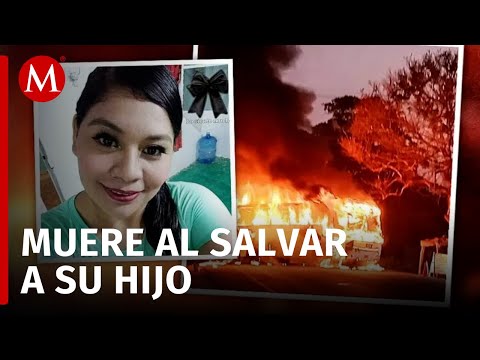 Mujer lanza a su hijo por la ventana de autobús en llamas y lo salva de morir en Tabasco