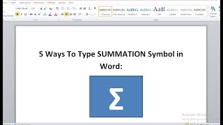 How to type summation symbol in word - Uppercase sigma symbol