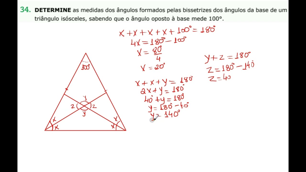 Exercício resolvido sobre triângulo isósceles e triângulo equilátero