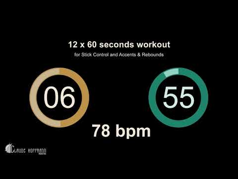 12 times 60 seconds Metronome, speeds 78, 84 & 90 bpm