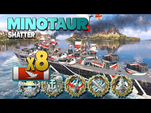 Cruiser Minotaur: 8 ships destroyed - World of Warships