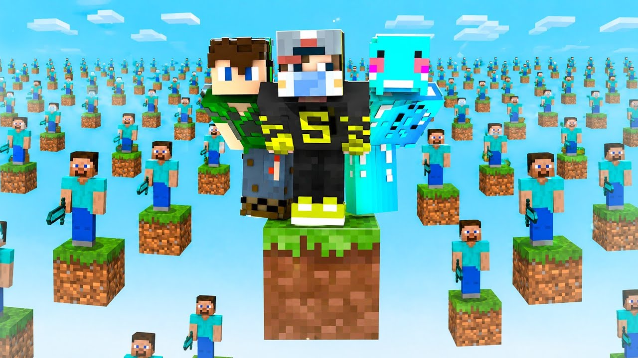 One Block But, We have 100 Players!! | MINECRAFT