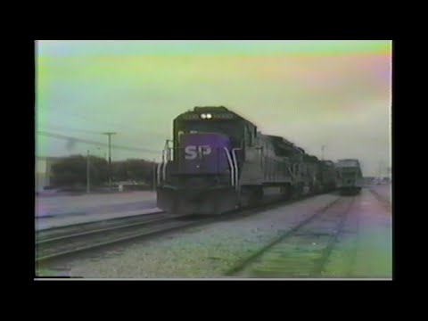 1146. SOUTHERN PACIFIC SP 8000 depart at YARD Colton California in 1990 with 4 freight engine motive