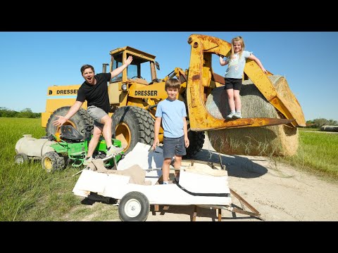 Playing on the Farm with Hudson and Holly | Tractors for kids