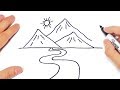 How to draw a Mountain Step by Step | Landscape Drawings