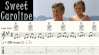 SWEET CAROLINE | NEIL DIAMOND | Guitar Lesson | Tutorial | Sheet music &amp; TAB | PDF