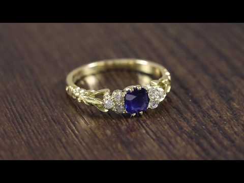 Antique Victorian Diamond Sapphire Trilogy Ring 18ct Gold Circa 1900