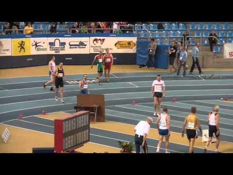 EVACI Gent 2011 - 60m Hurdles M35 Round 1 - Pedro Feliciano, Stefano Longoni