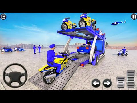 Police Bike Transport Truck in Cargo Plane h#2 - Transport Truck Driving Sim 2021 - Android Gameplay