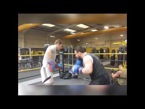 Terry Montgomery and Reece Fenemore padwork and sparring