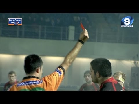 Francisco Chaparro gets Red Card for tip Tackle - Leinster v Newport Gwent Dragons 14th Feb 2014