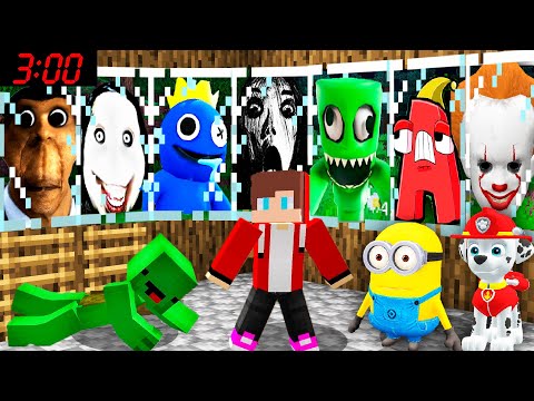 Mikey and JJ vs NEXTBOTS vs RAINBOW FRIENDS ALPHABET LORE Obunga Pennywise Minecraft Gameplay