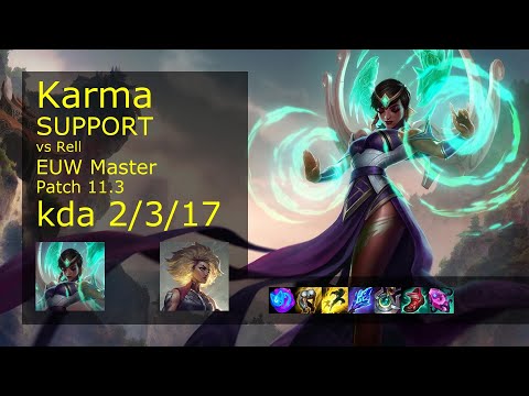 Karma Support & Senna vs Rell & Ezreal - EUW Master 2/3/17 Patch 11.3 Gameplay