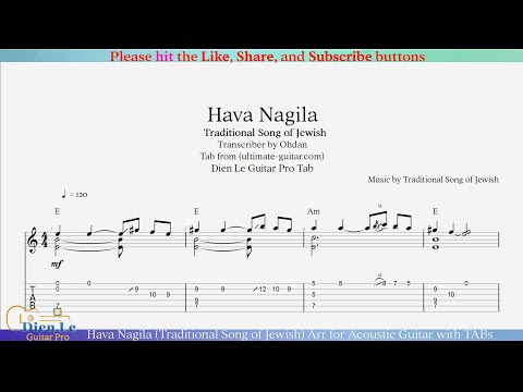 Hava Nagila (Traditional Song of Jewish) Arr for Acoustic Guitar with TABs
