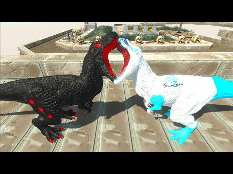 SUBZERO T-REX vs BATMAN SPINO vs DARK T-REX DEATH RUN - Animal Revolt Battle Simulator