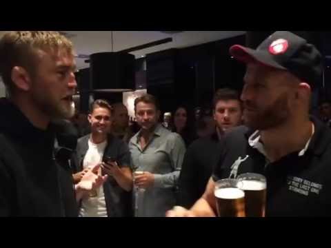 Alexander Gustafsson and Jan Blachowicz showing respect after the fight at UFC Hamburg