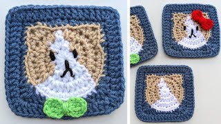 Crochet Cat Face Granny Square